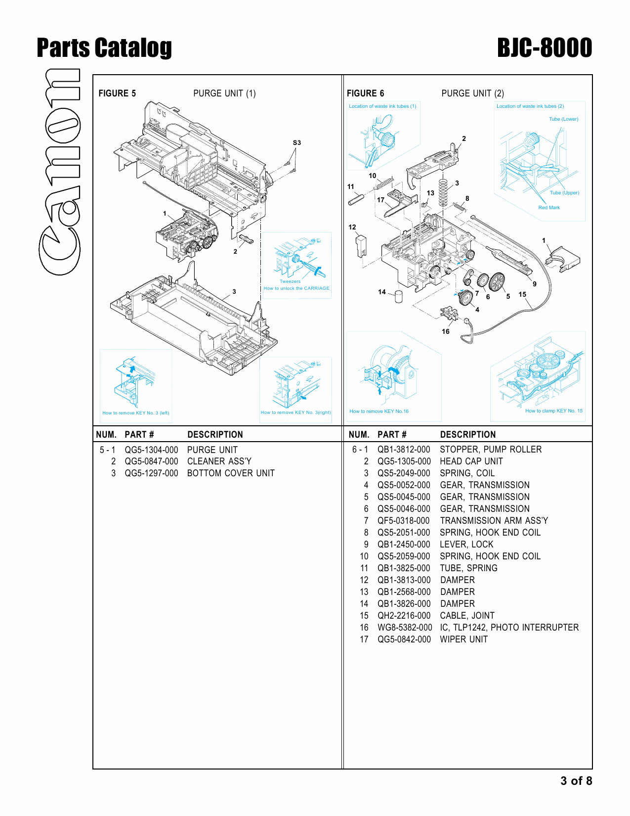 Canon BubbleJet BJC-8000 Parts Catalog Manual-4